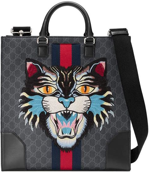 cat family gucci bag|gucci tote with cat.